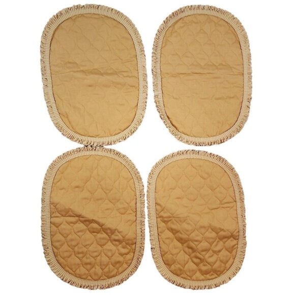 Vintage Ruffled Cloth Placemats Mustard Yellow Thanksgiving Autumn Fall Oval - Picture 1 of 6